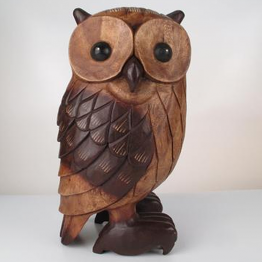 Wooden Standing Large Owl